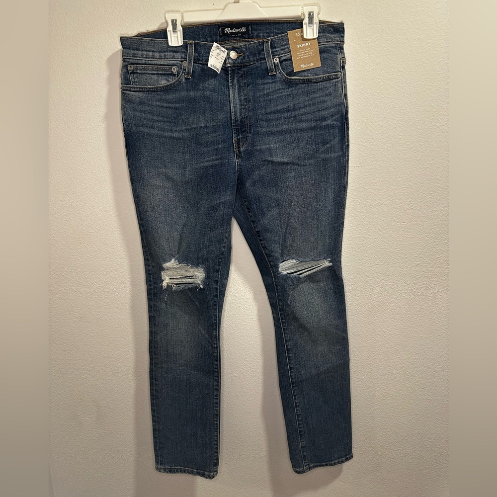 Madewell Men's Blue Distressed Skinny Jeans 35 x 30